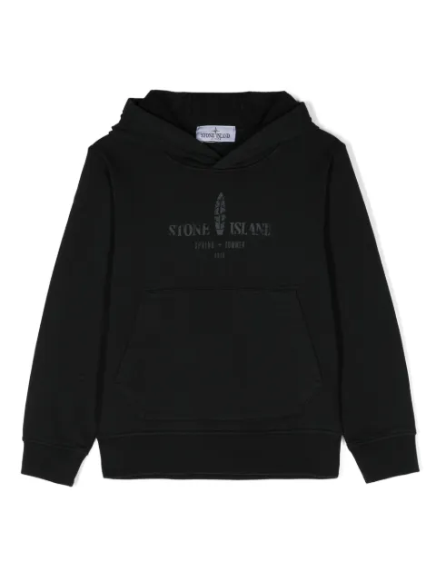 Stone Island Junior هودي قطن بطبعة شعار الماركة