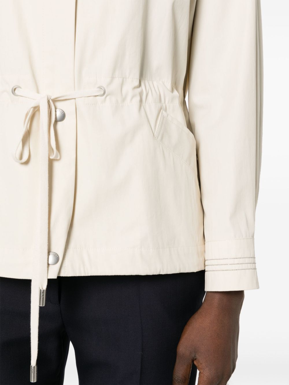 Shop Peserico Bead-detail Twill Jacket In Neutrals