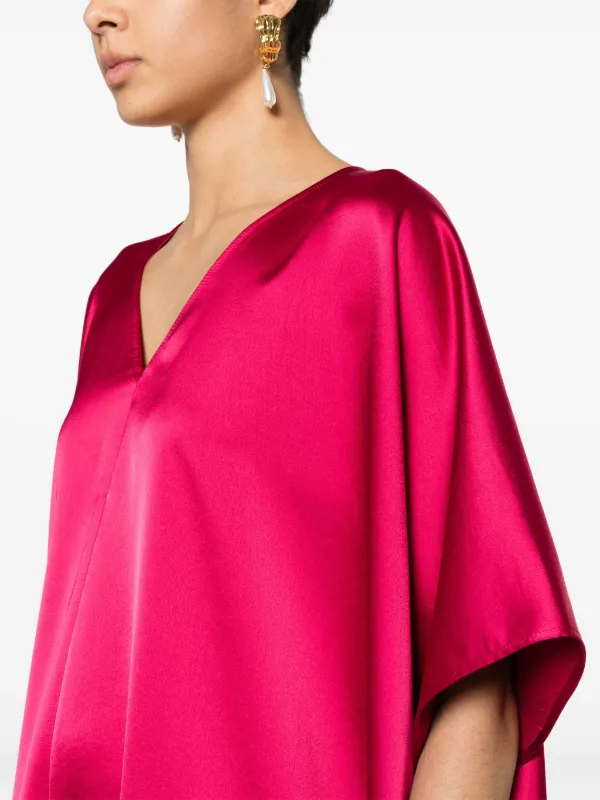 red satin shift dress $195 Aidan Mattox Women's Red Long-Sleeve Smocked-Waist Satin Shift Dress Size 6