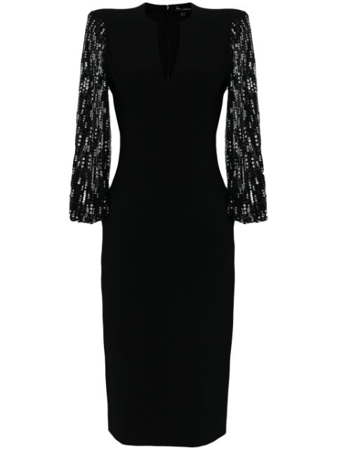 Jenny Packham The Swan sequin-sleeve midi dress Women