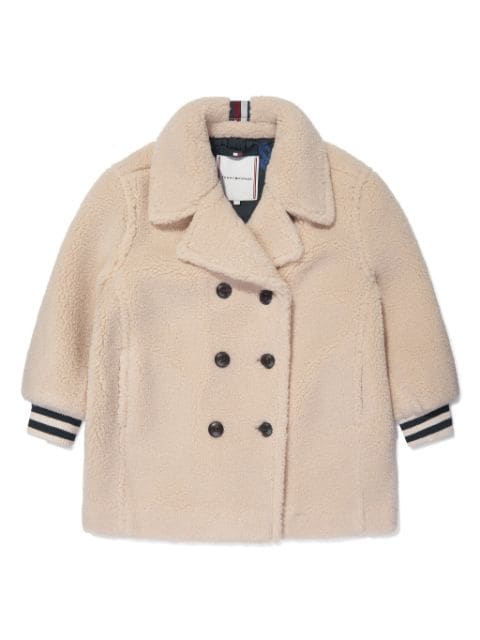 Tommy Hilfiger Junior double-breasted faux-shearling coat