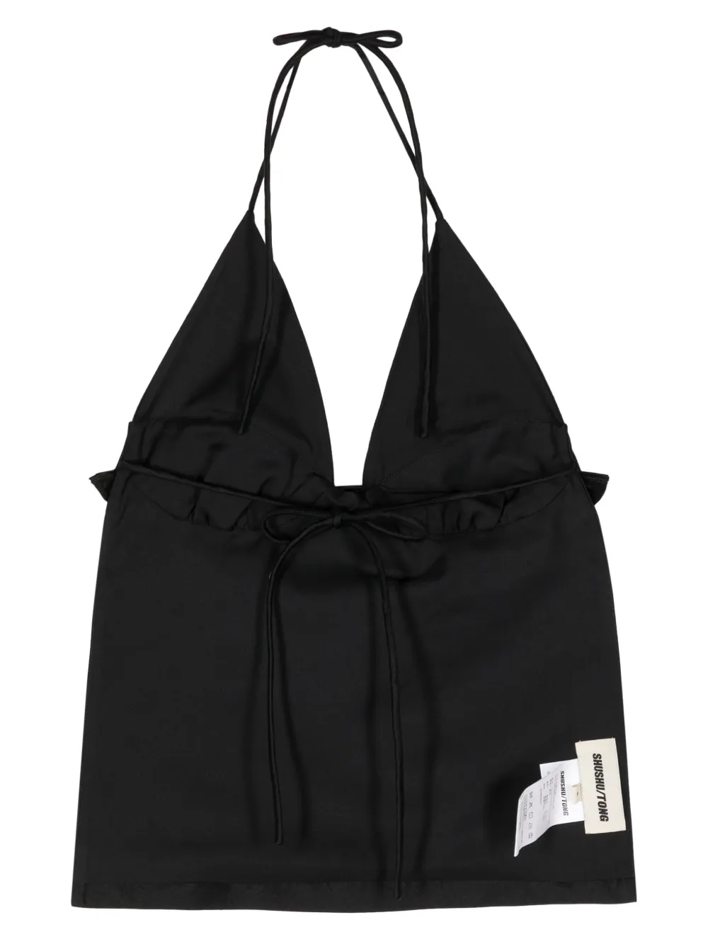 SHUSHU/TONG floral-appliqué open-back top - Zwart