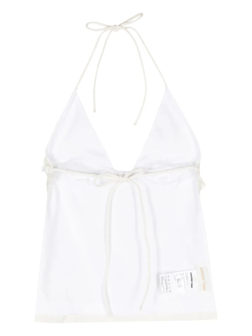 Shop Shushu-tong Floral-appliqué Halterneck Top In White