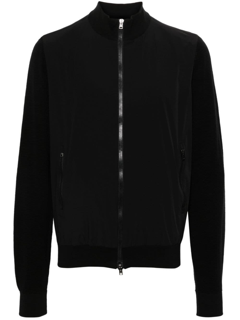 Shop Herno Knitted-panel Cardigan In Black