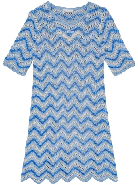 GANNI crochet-knit organic cotton minidress