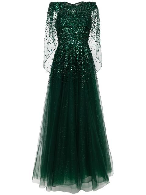 Jenny Packham Osha sequin-embellished cape gown Women