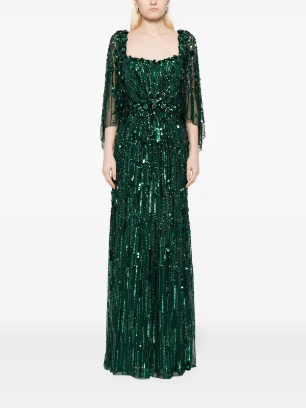Jenny Packham Brightstar sequin-embellished Gown | Green | FARFETCH