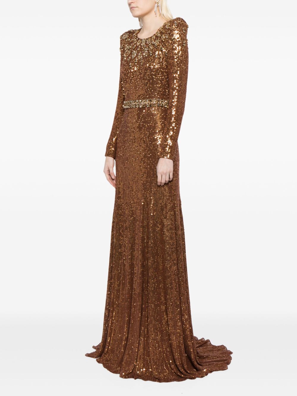 Jenny Packham Georgia sequined long-sleeve gown Women