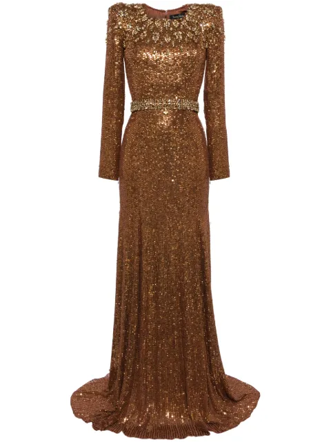 Jenny Packham Georgia sequined long-sleeve gown Women