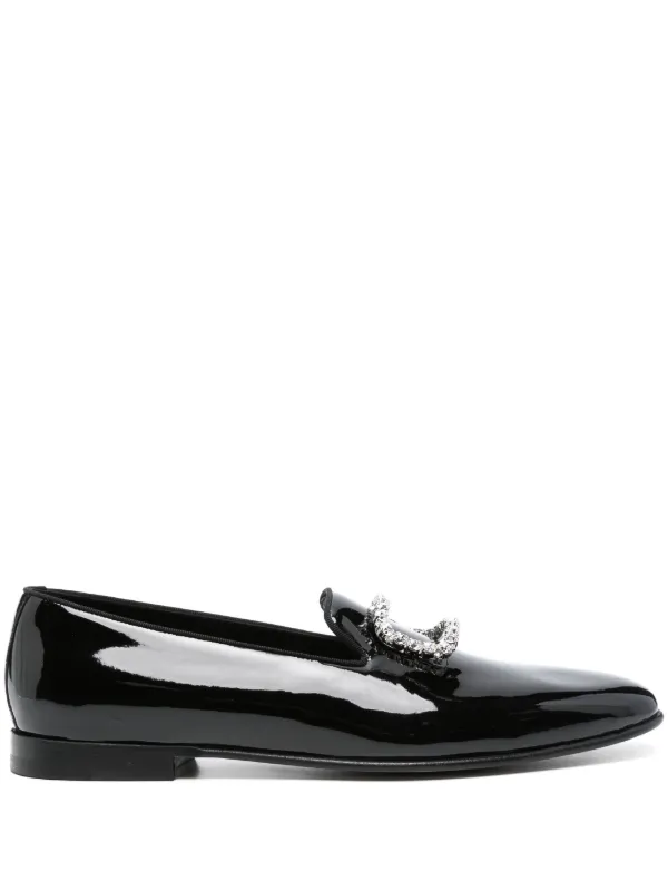 色々な Manolo ブラック | エナメルレザーローファー Mario Blahnik 靴