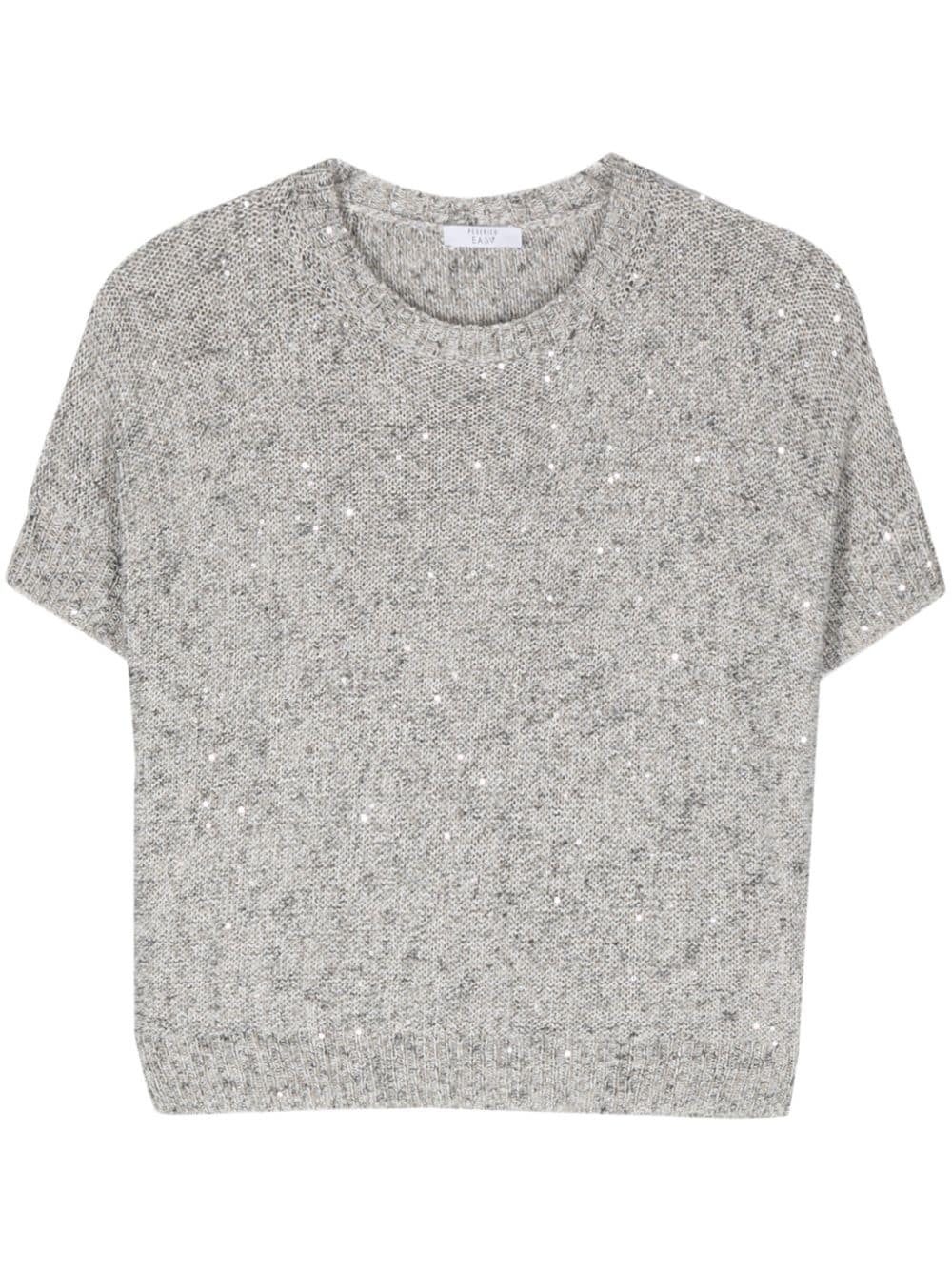 Peserico Sequined Fine-knit Jumper In Grey