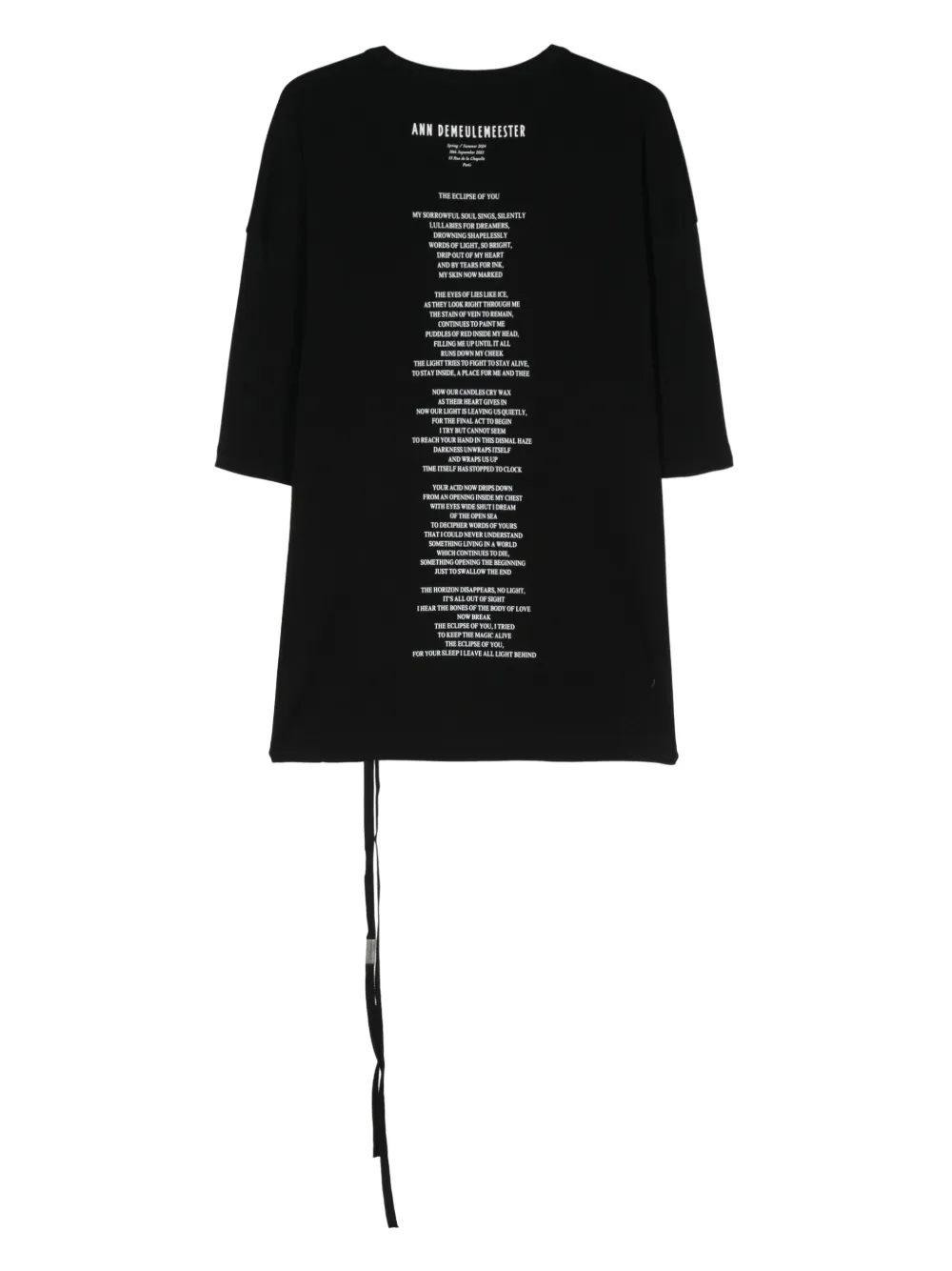 Ann Demeulemeester T-shirt met tekst - Zwart