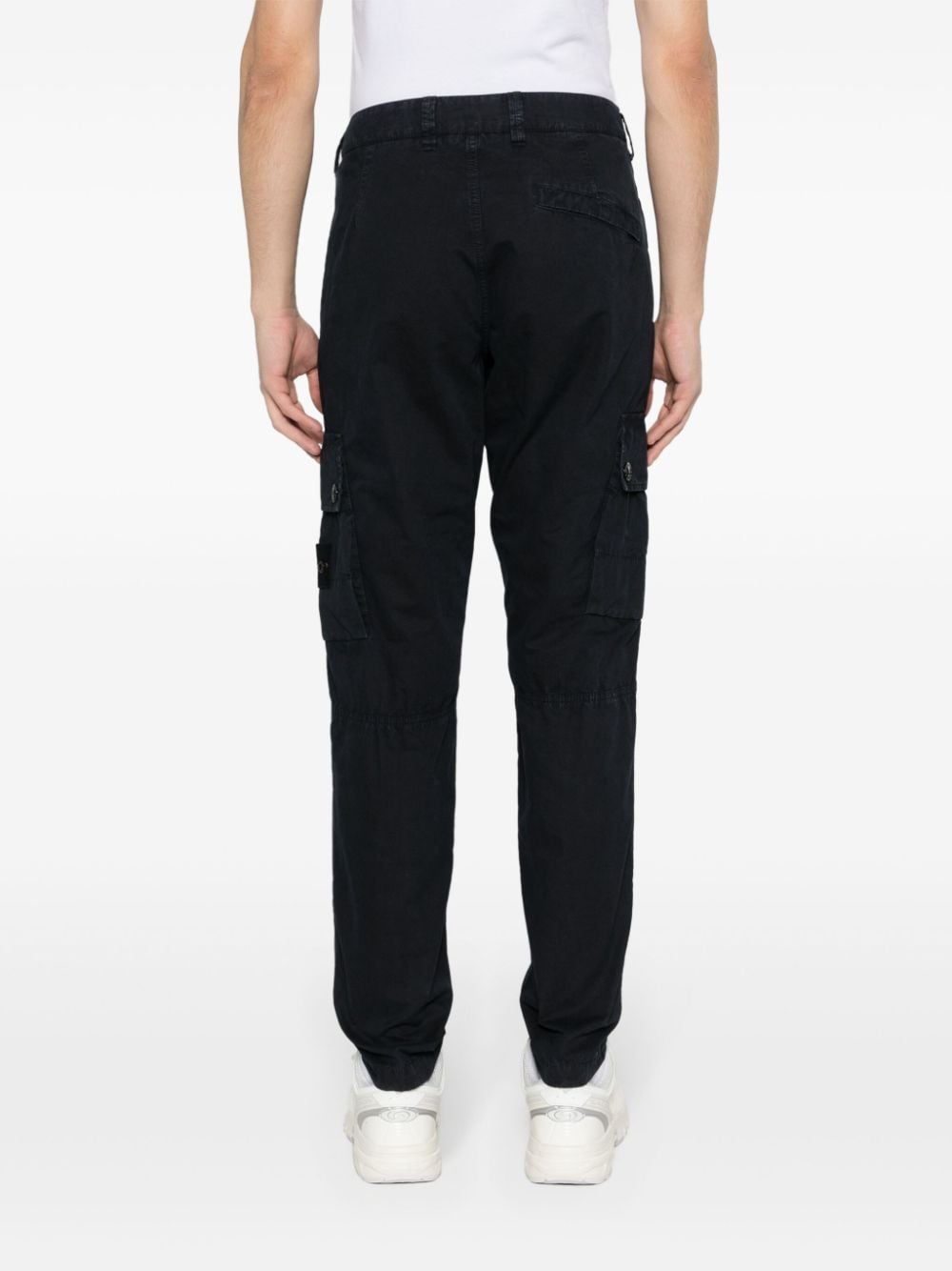 Shop Stone Island Slim-fit Cotton Trousers In Blue