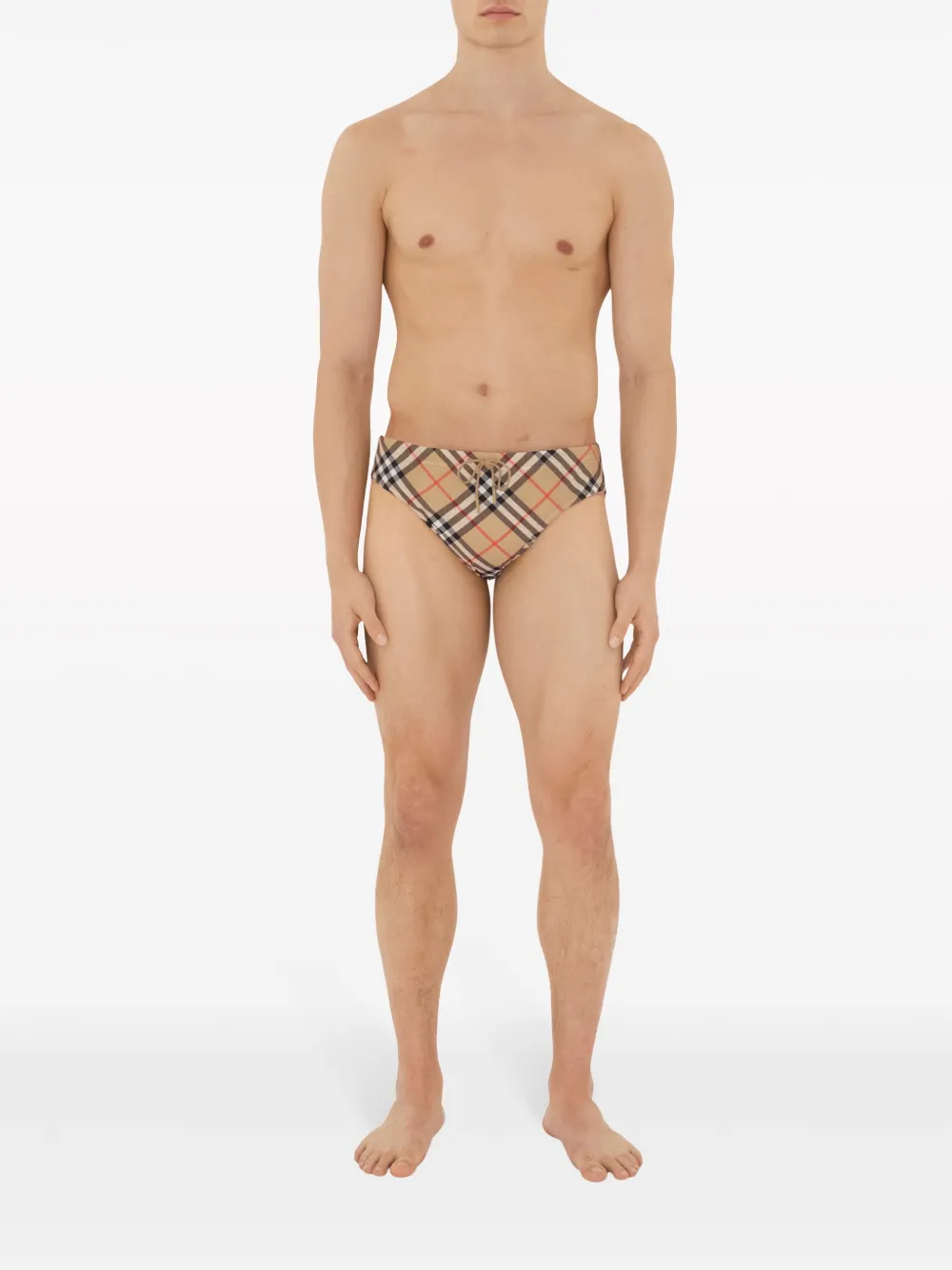 Shop Burberry Check Swim Shorts In Neutrals