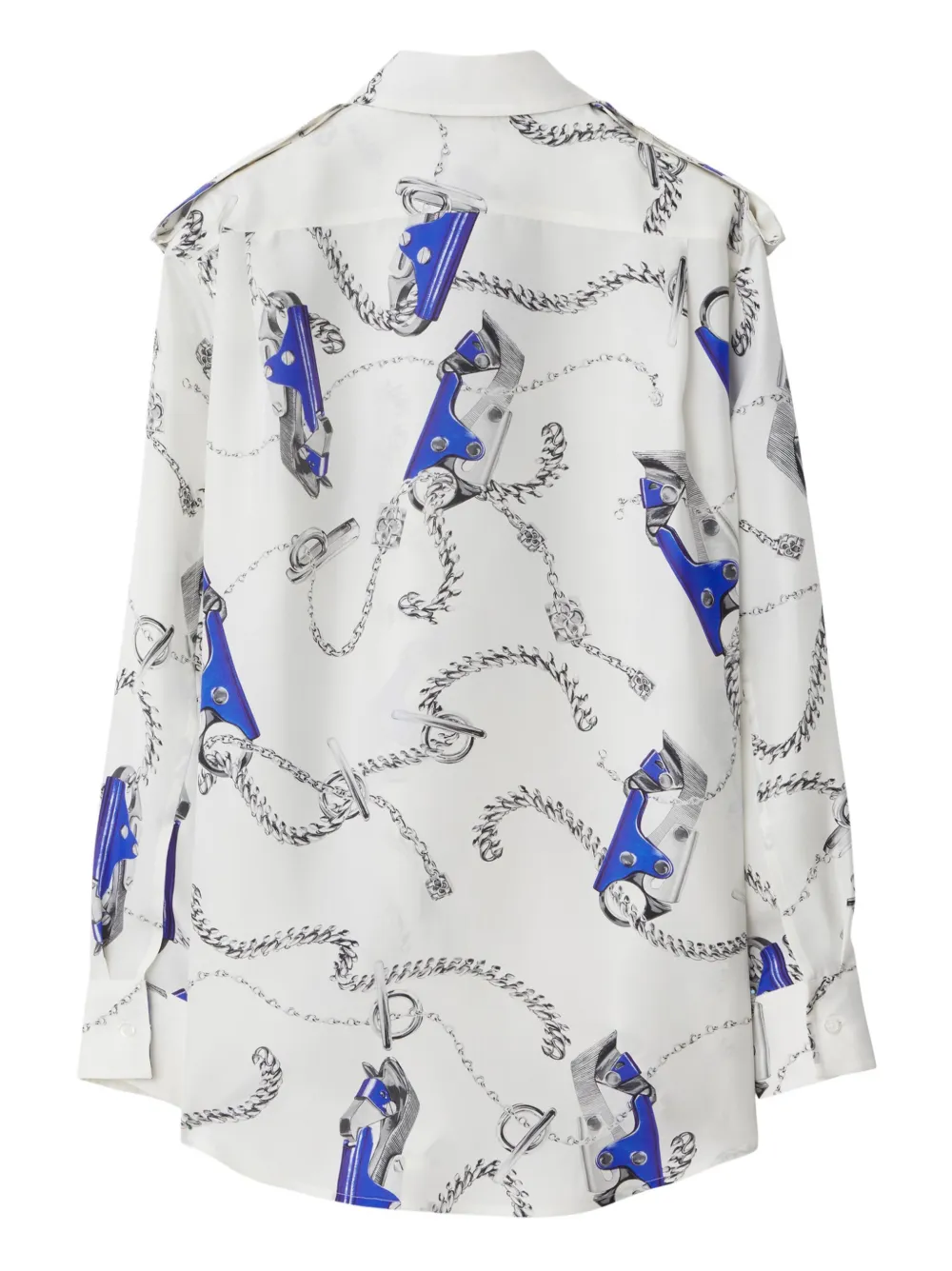 Image 2 of Burberry Knight Hardware-print silk shirt