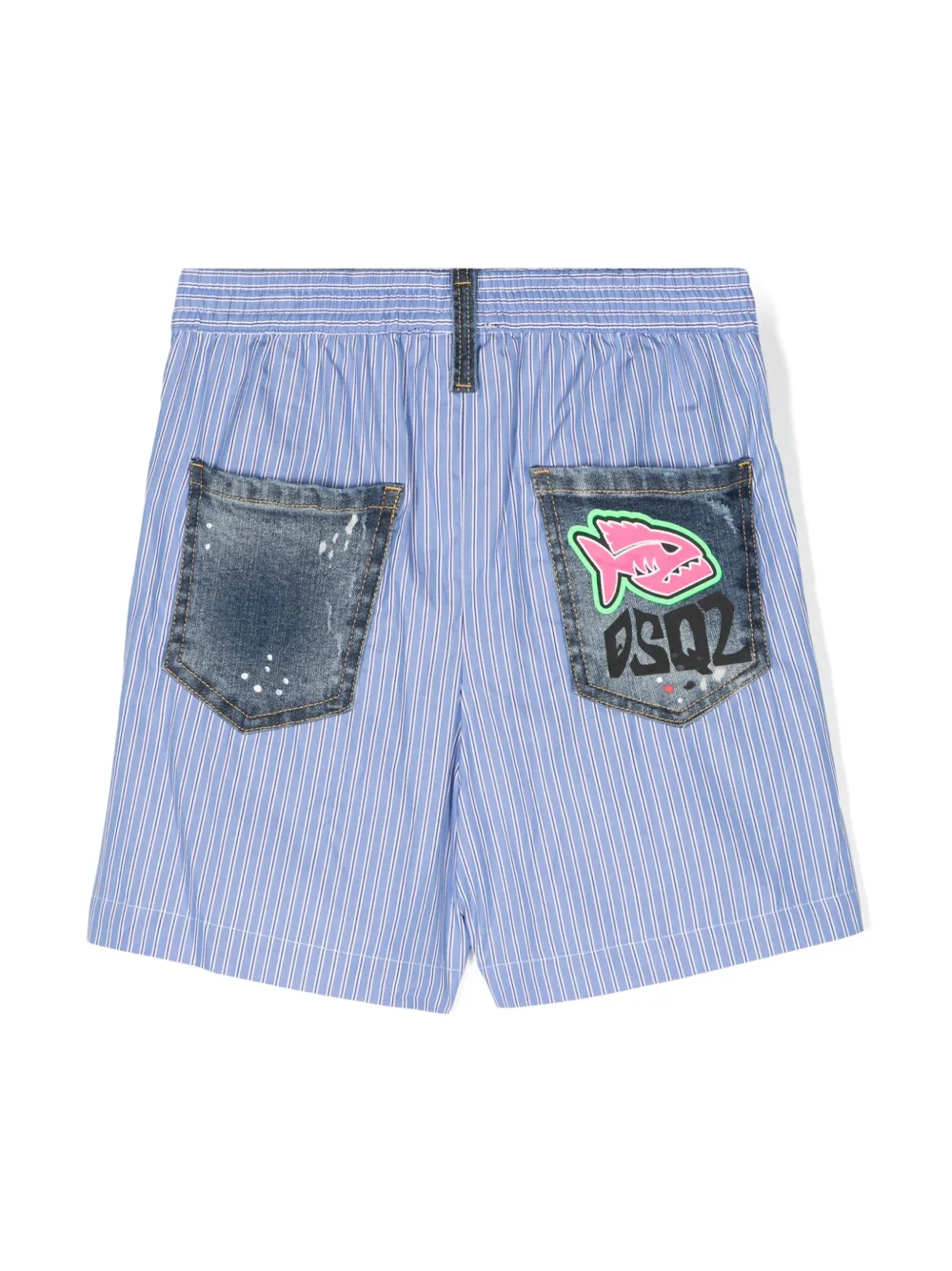 Dsquared2 Kids denim-panelled boxer shorts - Blauw
