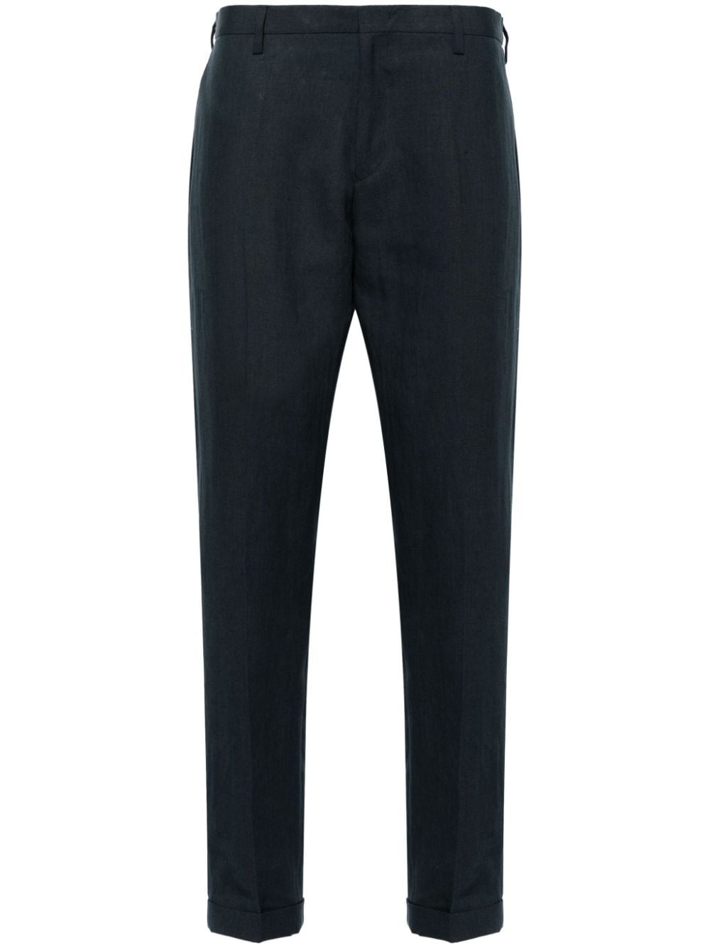 Paul Smith Mid-rise Linen Chino Trousers In Blue