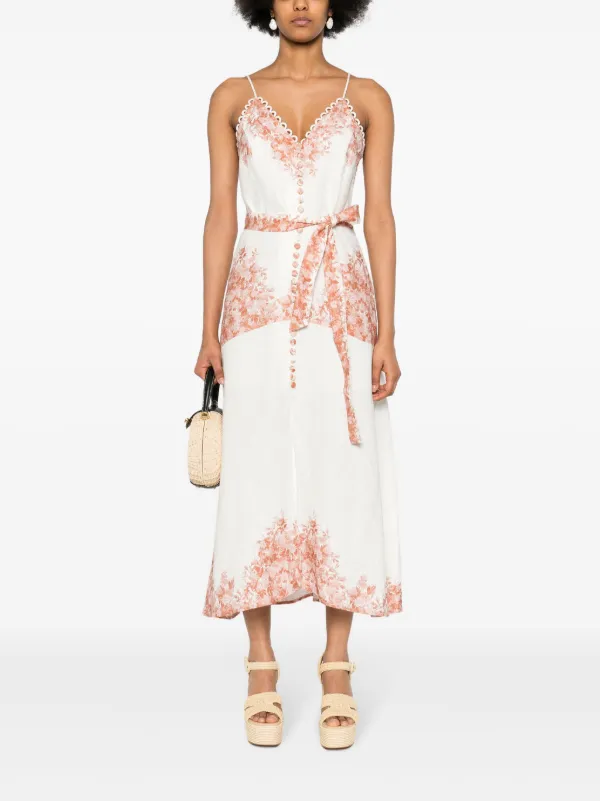 TWINSET フローラル リネンドレス | ニュートラル | FARFETCH JP 