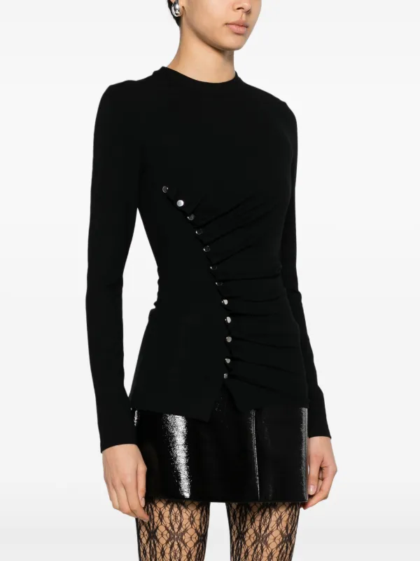 Tシャツ・カットソー RABANNE TOP SECOND SKIN BLACK CRYSTAL-EMBELLISHED TOP IN SECOND-SKIN JERSEY | Rabanne