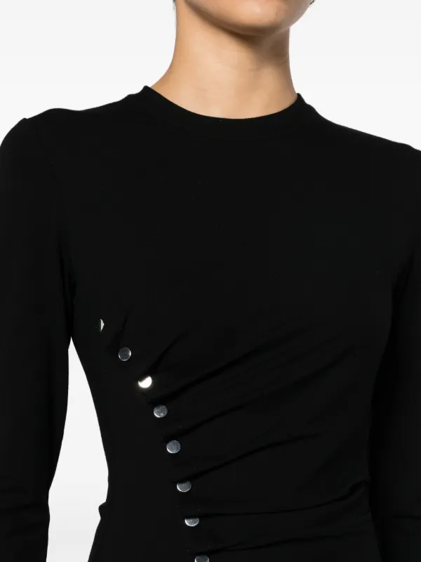 Rabanne Asymmetric Studded T-shirt | Black | FARFETCH