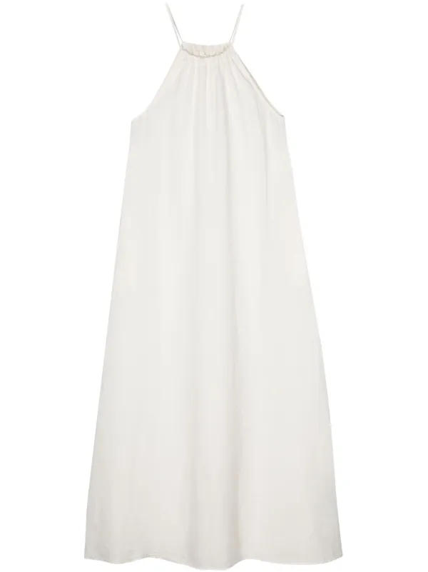 120% Lino Abito Lungo Con Scollo all'americana Toni Neutri