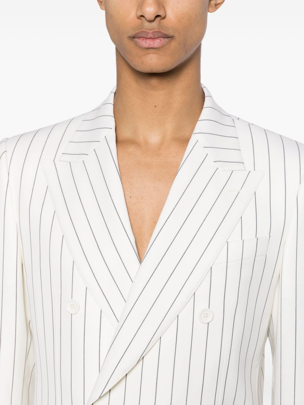 Shop Dolce & Gabbana Pinstriped Double-breasted Blazer In Neutrals