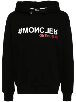MONCLER GRENOBLE☆関税込☆ロゴアップリケ コットン パーカー Moncler Grenoble ロゴアップリケ パーカー | ブラック