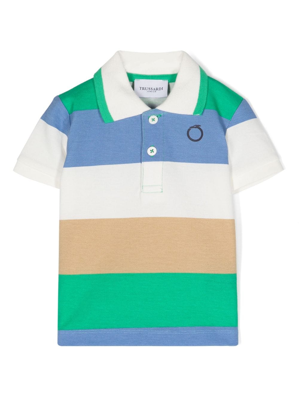 Trussardi Junior Babies' Striped Cotton Polo Shirt In Neutrals