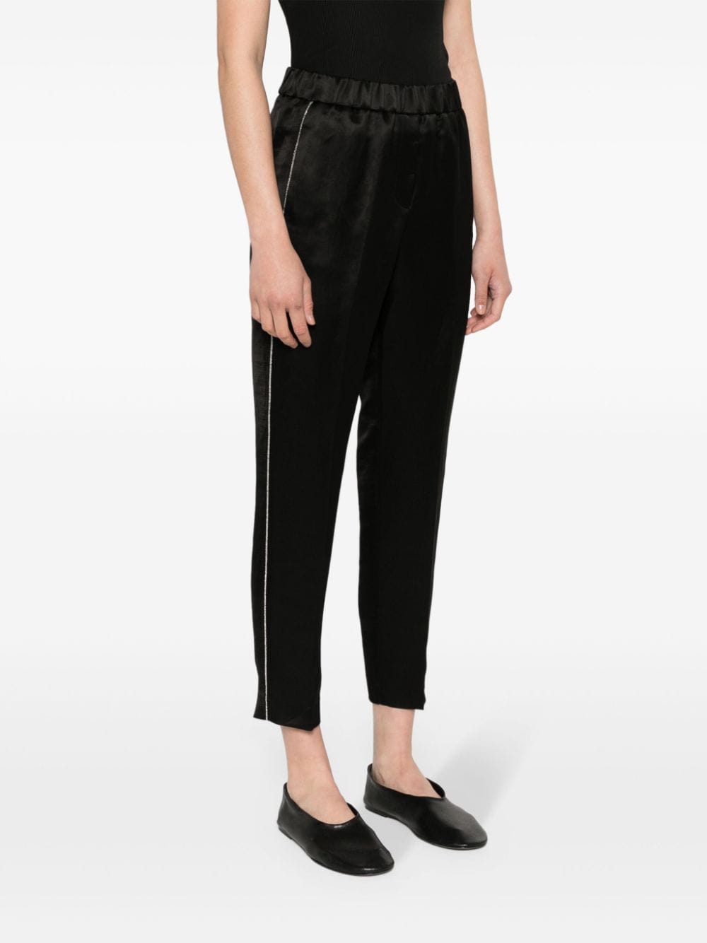 Shop Peserico Bead-embellished Trousers In Black