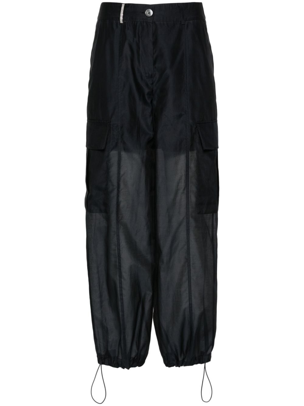 Peserico Organza Cargo Trousers In Blue