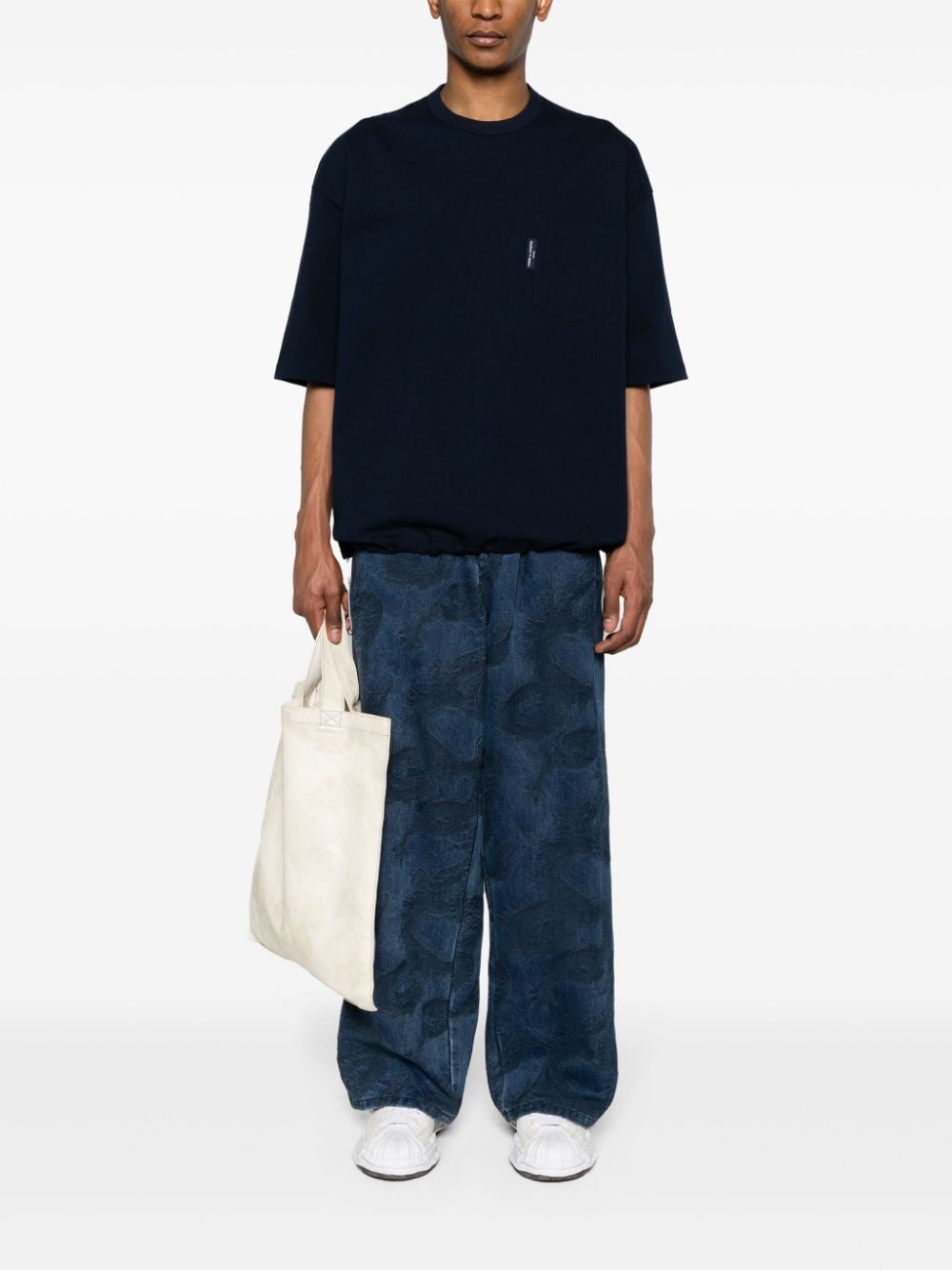 Shop Comme Des Garçons Homme Deux Drawstring Cotton T-shirt In Blue