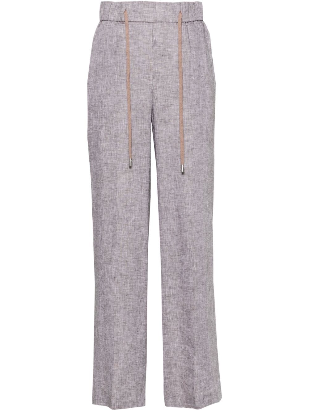 Peserico Straight-leg Linen Trousers In Brown