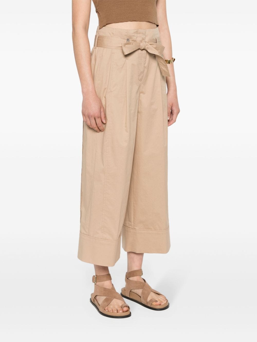 Shop Peserico Wide-leg Cropped Trousers In Neutrals