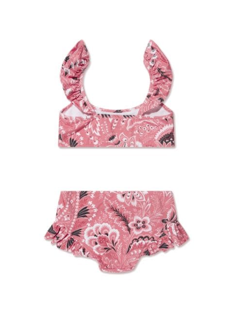 floral-print ruffled bikini