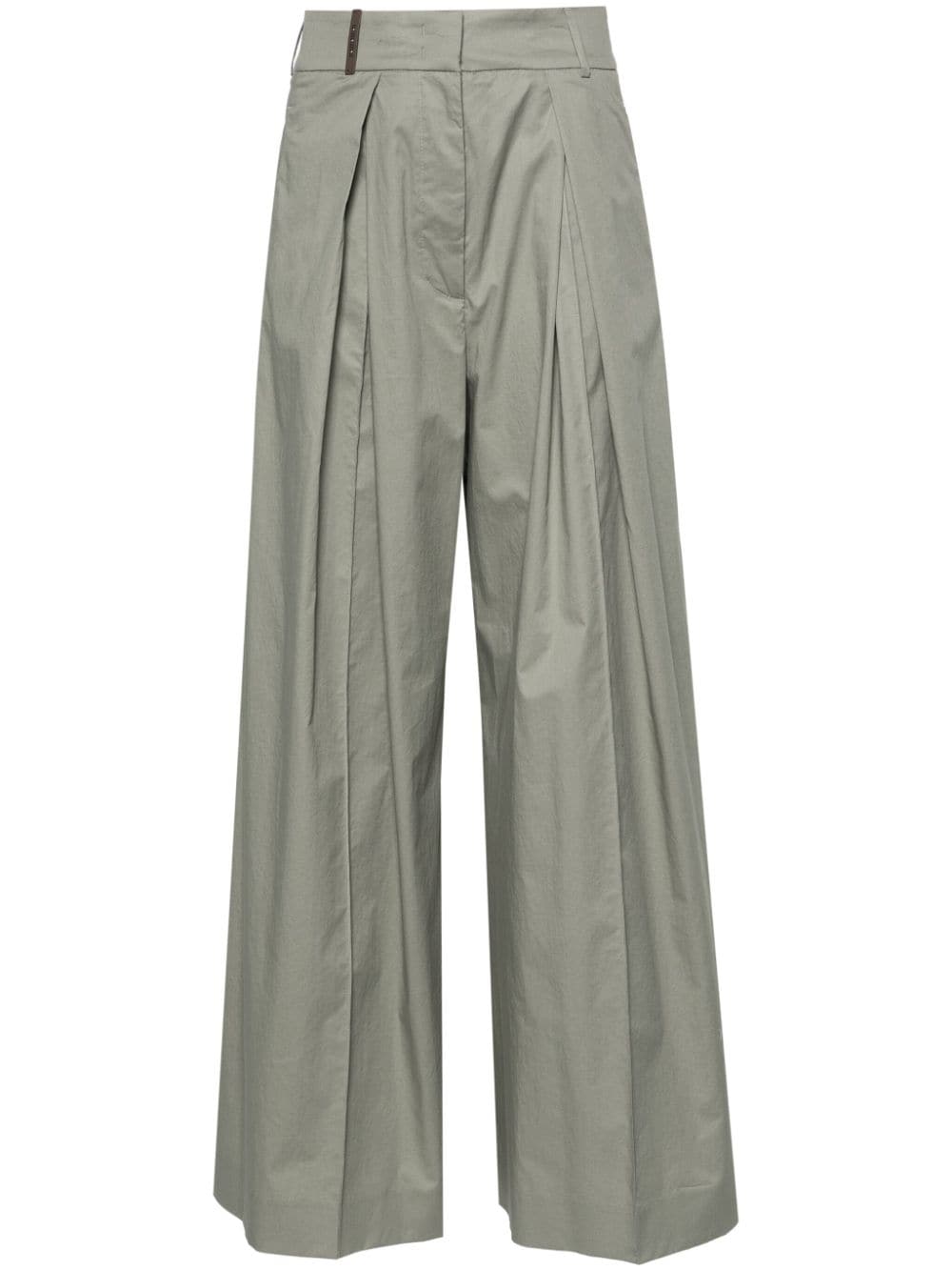 Peserico Wide-leg Cotton Trousers In Green