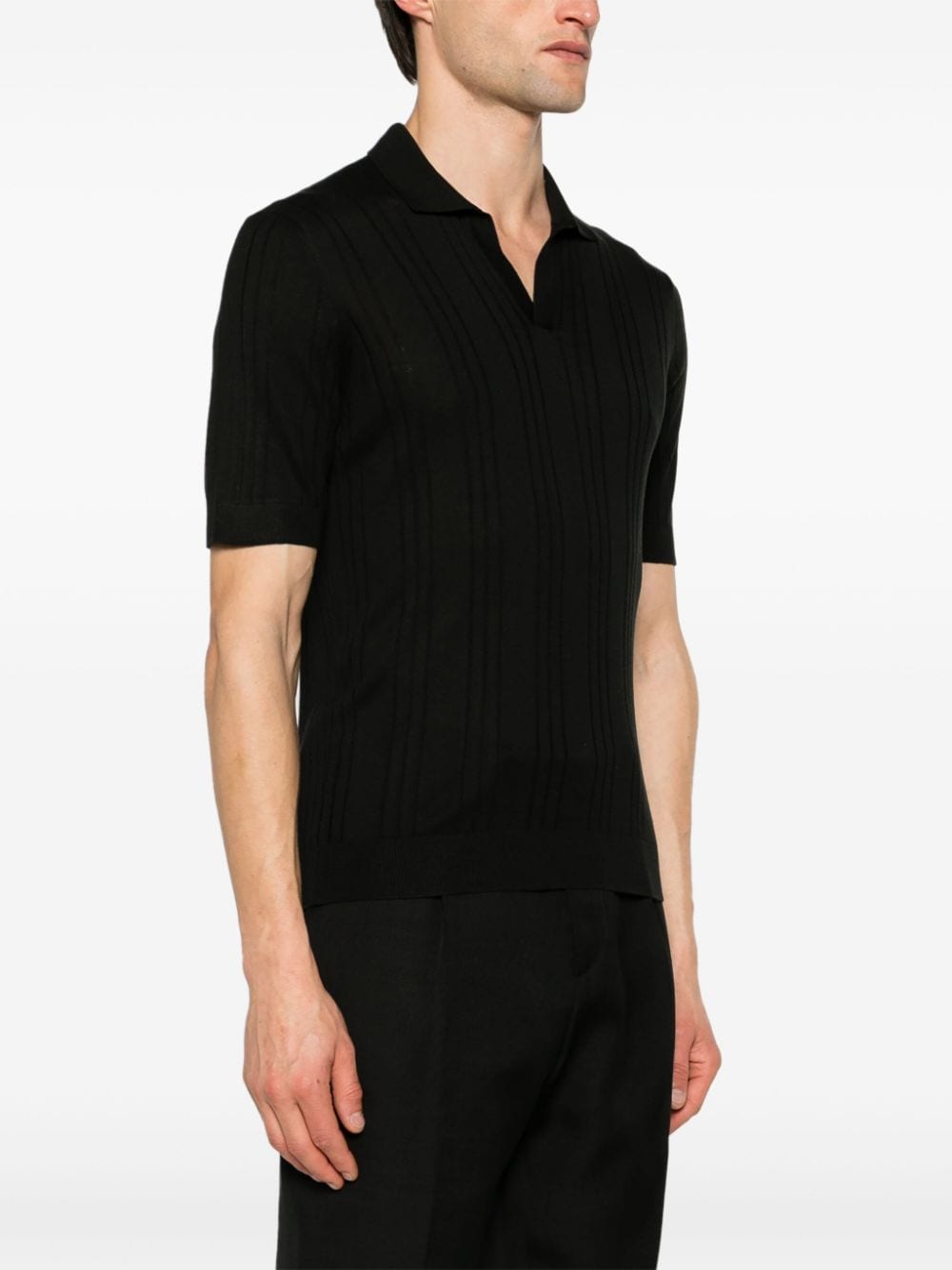 Shop Tagliatore Pavel Silk Polo Shirt In Black
