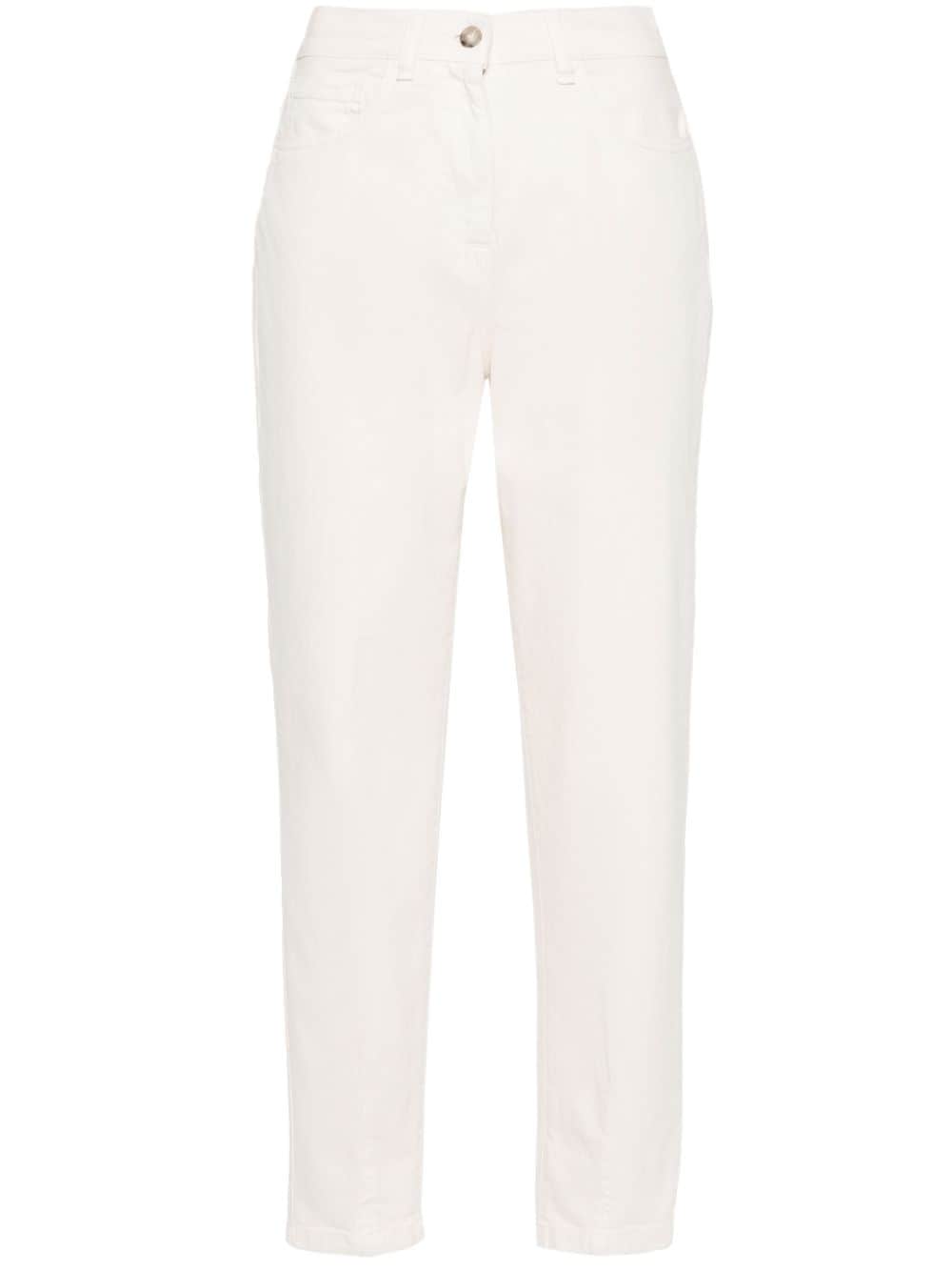 Peserico Stretch-cotton Tapered Jeans In Neutrals