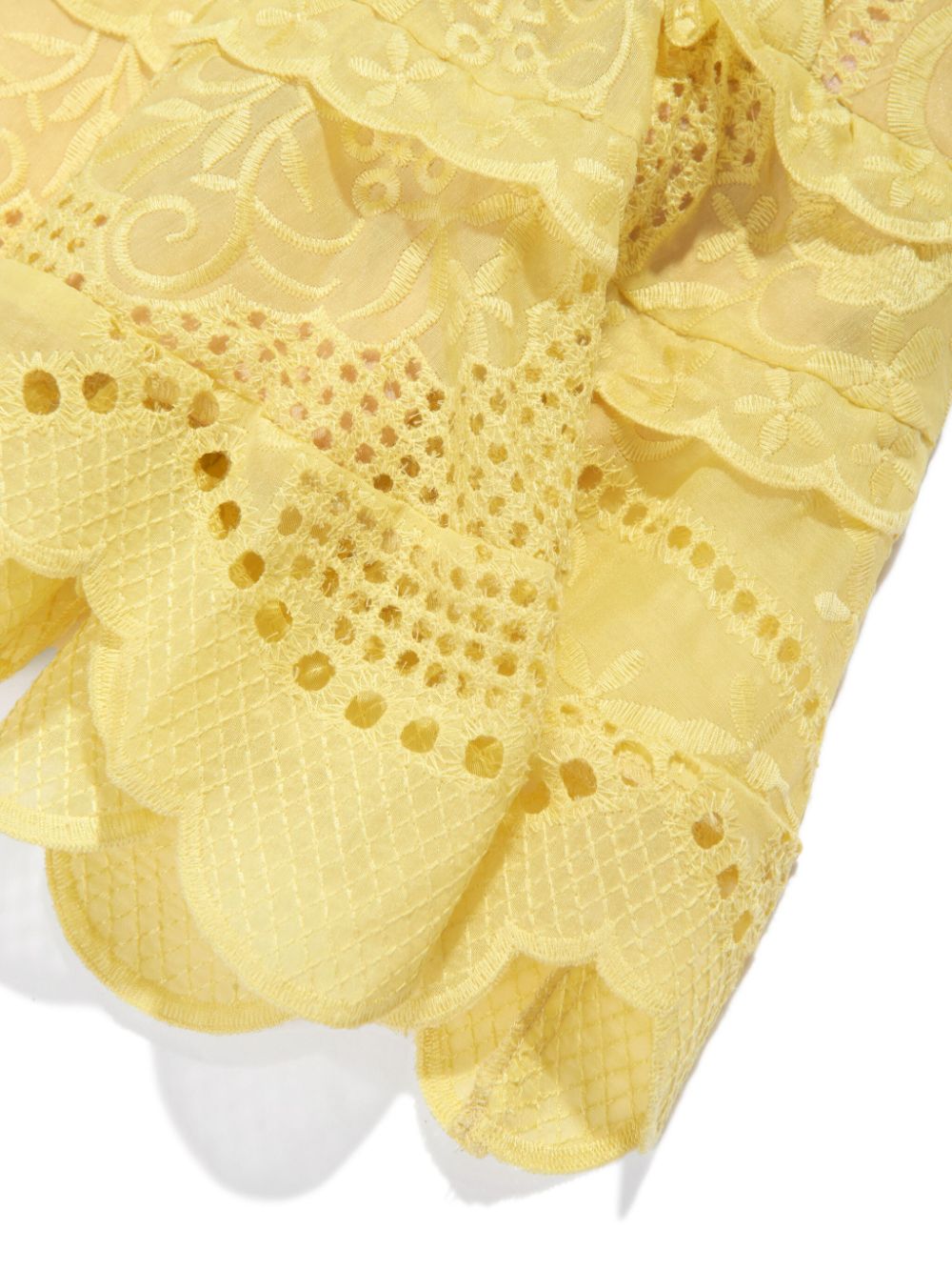 Shop Marlo Embroidered Crochet Tiered Dress In Yellow