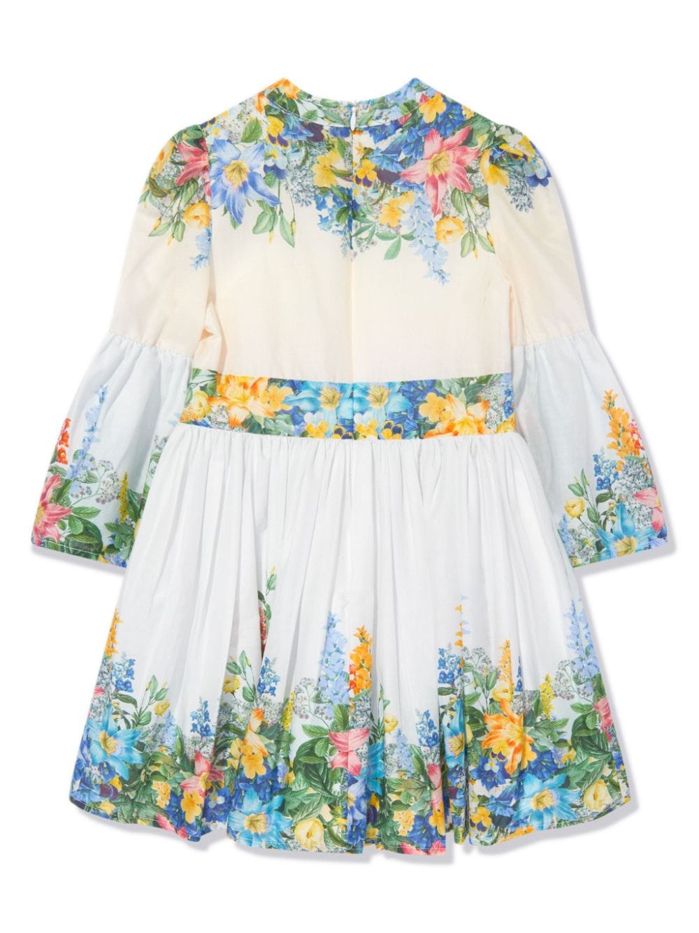 Shop Marlo Floral-print Cotton Pleated Dress In White