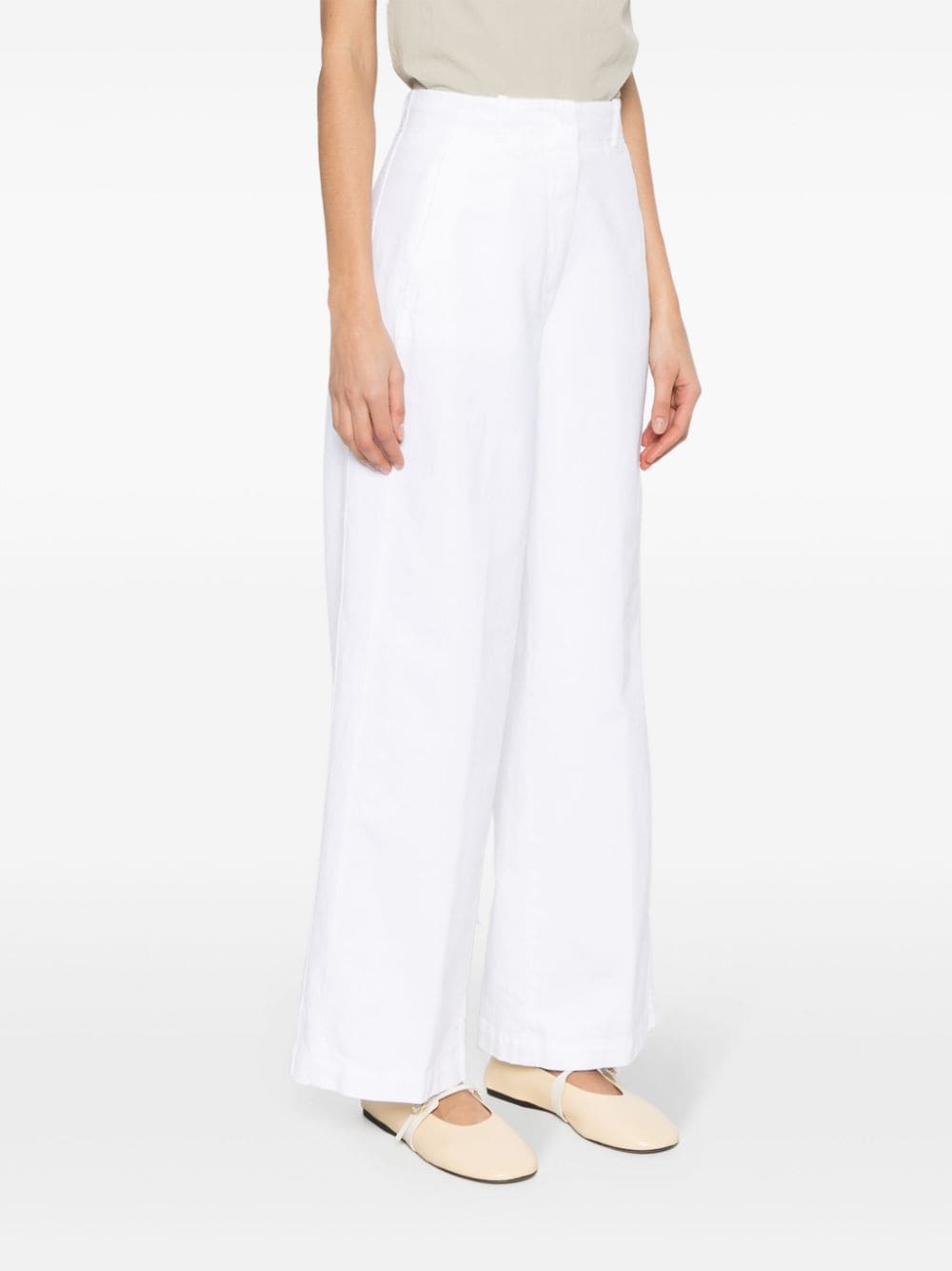Shop Peserico Twill Wide-leg Trousers In White
