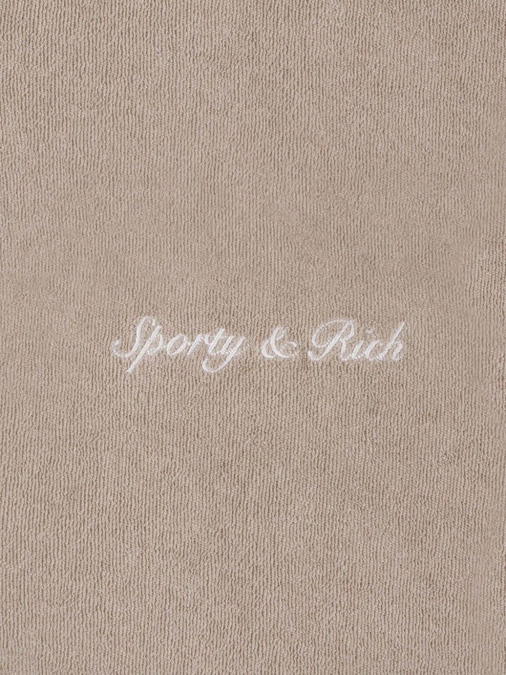 Shop Sporty And Rich Syracuse Logo-embroidered T-shirt In Neutrals