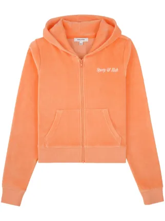Sporty & Rich Italic-logo zip-up Hoodie | Orange | FARFETCH