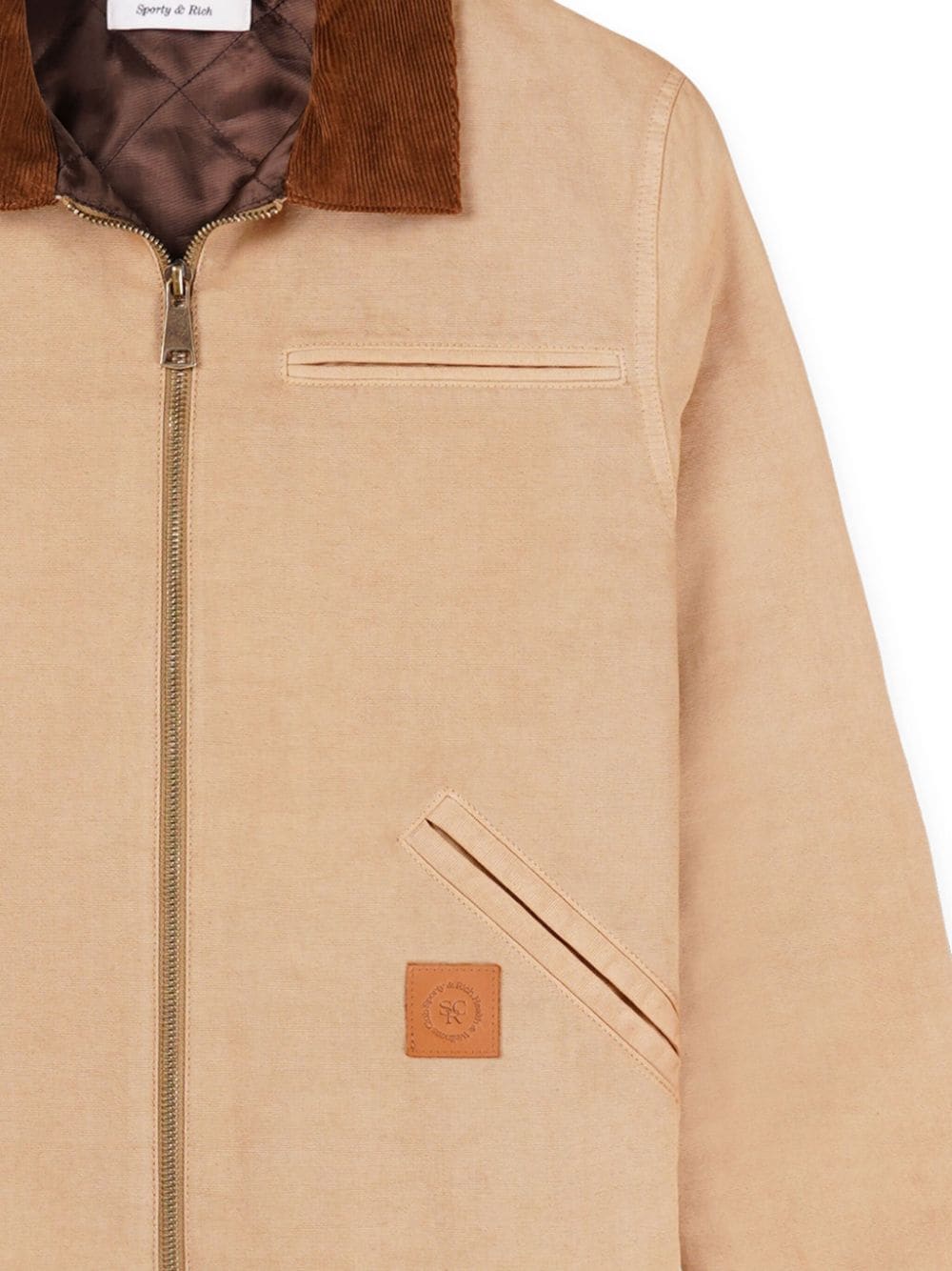 Shop Sporty And Rich Srhwc Canvas Zipped Jacket In Neutrals