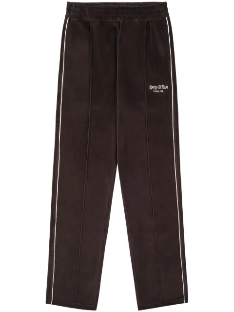 Sporty & Rich Script-logo velour track pants