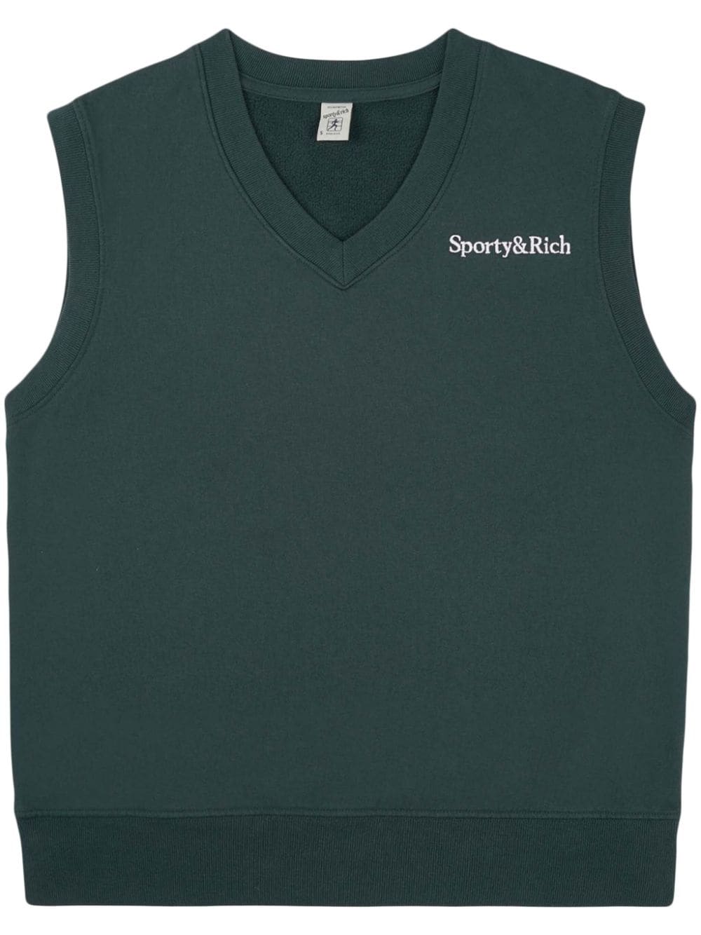 Sporty And Rich Serif Logo Cotton Vest In Green