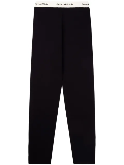 Sporty & Rich serif-logo ribbed leggings