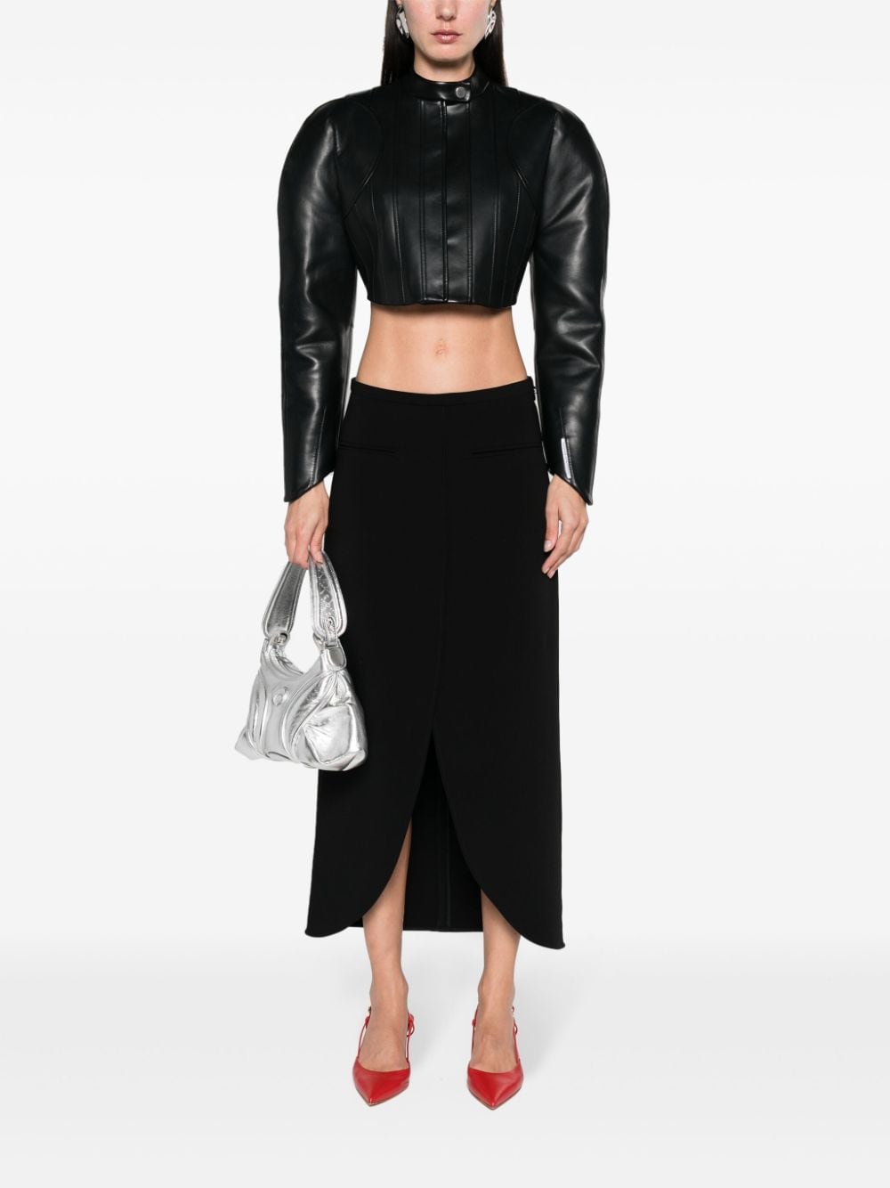 Shop Courrèges Ellipse Tailored Maxi Skirt In 黑色