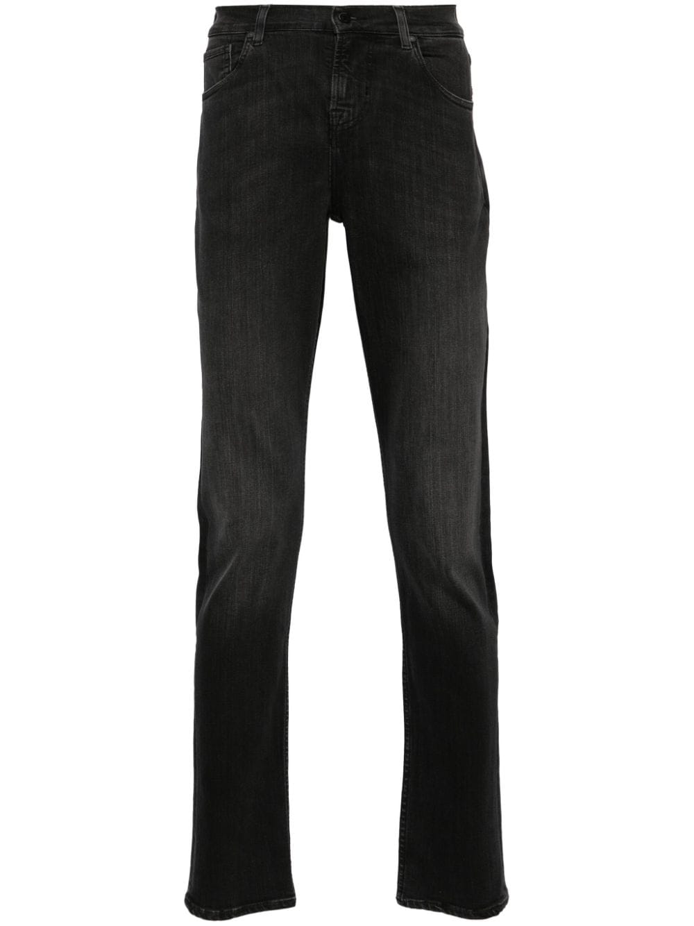 7 For All Mankind Slimmy Mid-rise Slim-fit Jeans In Black