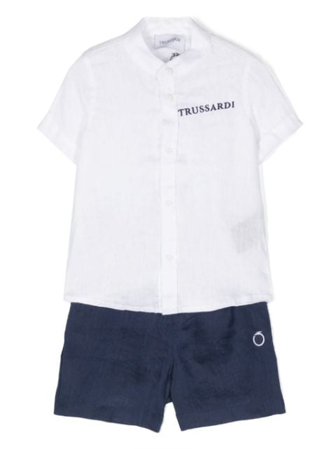 TRUSSARDI JUNIOR logo-embroidered shorts set