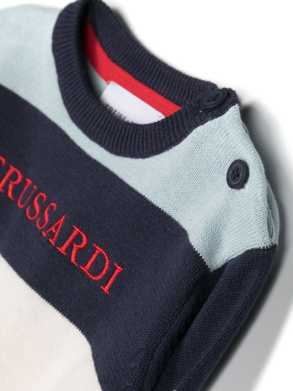 Shop Trussardi Junior Striped Cotton Jumper In Blue